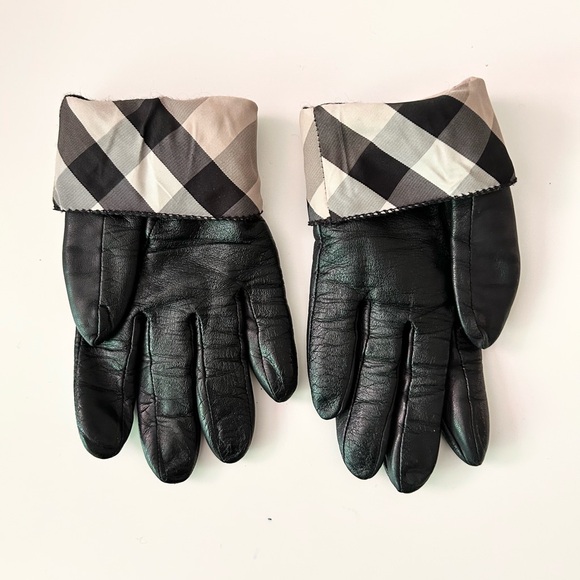 BURBERRY Authentic Women's 100% Sheep Leather Gloves Lined 6 1/2 - Picture 6 of 12